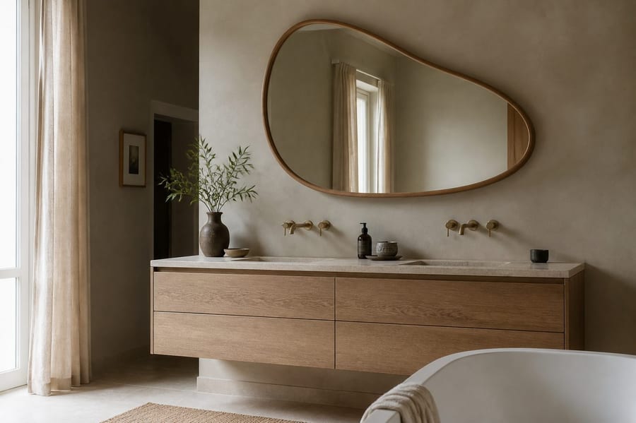 Grand miroir organique : dimensions, prix et pose